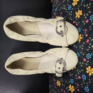 Dior Ballerina Flats FA 1006 38 Buckle 7.5 Cream Beige